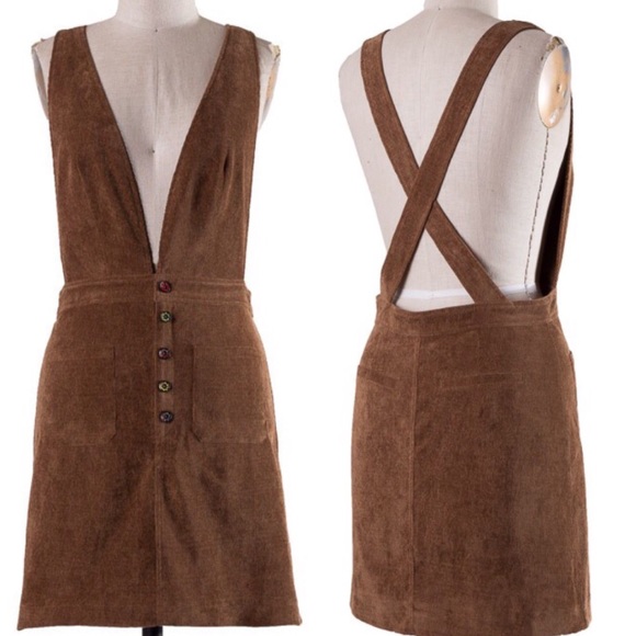 ❗️One Left❗️NWT Dark Brown Corduroy Overalls - Picture 2 of 4